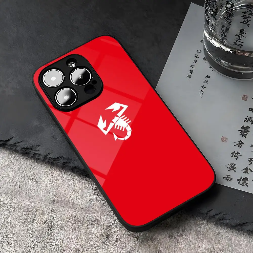 Автомобильный чехол для телефона ABARTHes Италия из закаленного стекла для IPhone 16, 17, 13, 14, 12, 15, 11 Pro Max Plus Mini X XR SE 2020 Coque