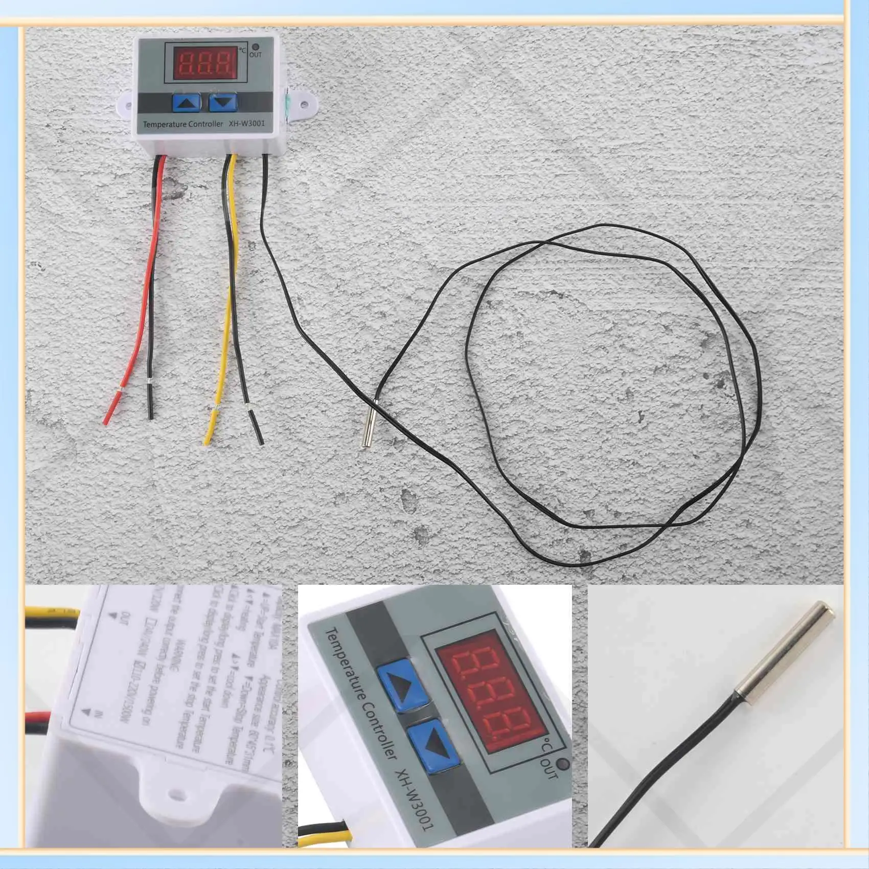 

-A16I 10A AC110-220V цифровой светодиодный регулятор температуры XH-W3001 для инкубатора, переключатель охлаждения и нагрева, термостат, датчик NTC