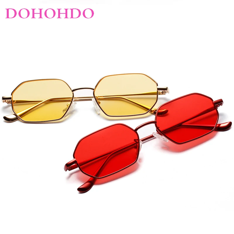 DOHOHDO occhiali da sole con montatura piccola in metallo retrò uomo donna Vintage Square nero rosa rosso occhiali da sole occhiali da vista di