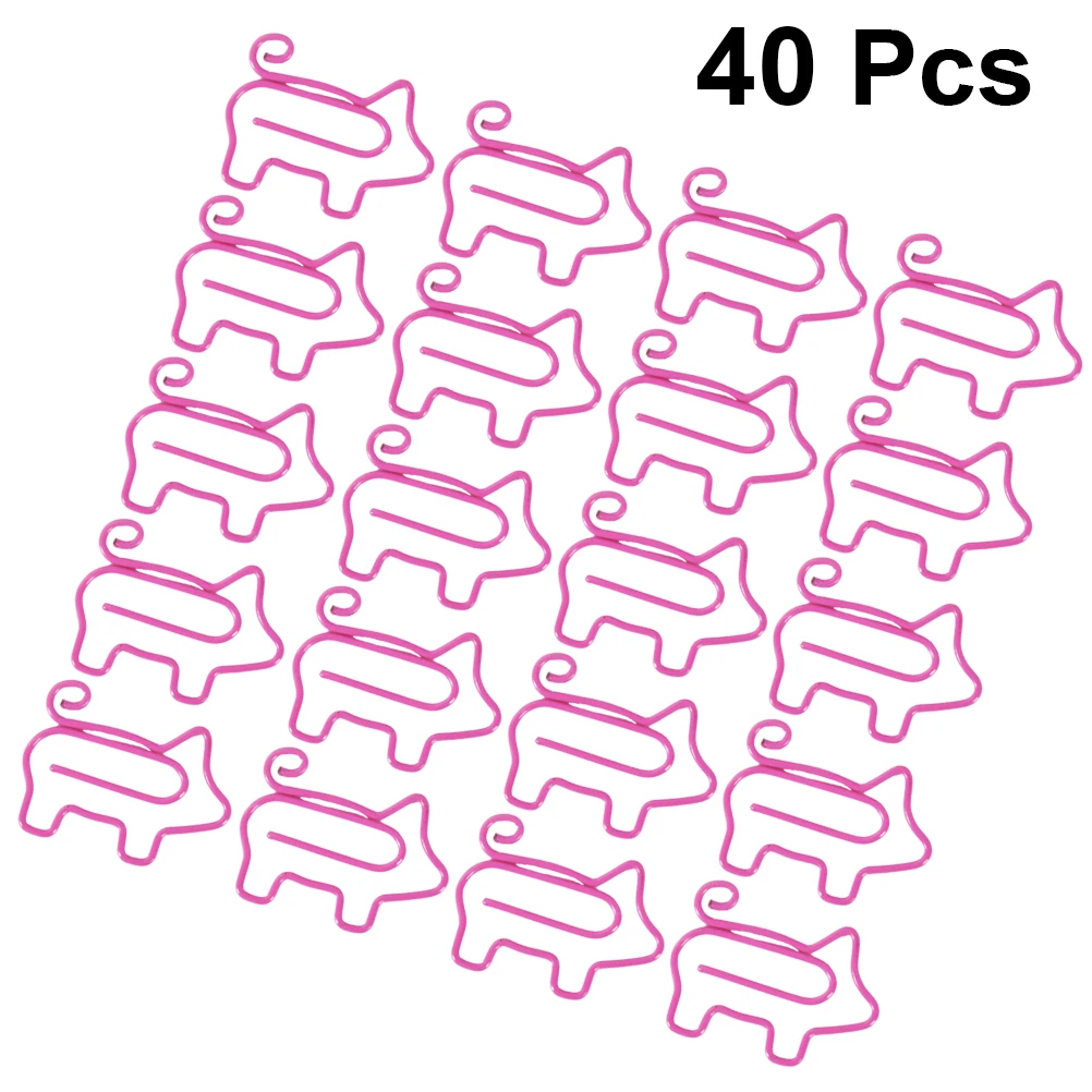 

40 Pcs Kawaii Pig Stationery Paper Clip Pigs Clips Desk Accessories Shapled Cute