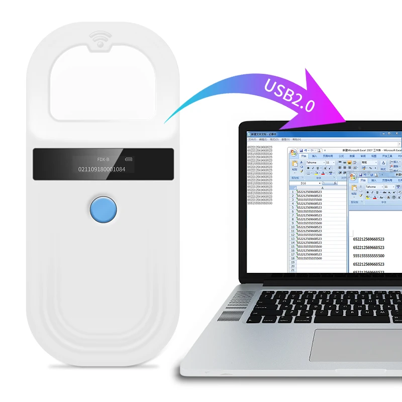 Imagem -03 - Rfid Identificação Animal Microchip Scanner Pet Gato Peixe Cão Vaca Ovelha Emid Fdx-b 134.2khz 125khz