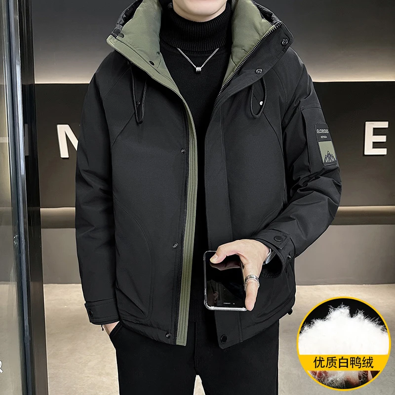 

Модное пуховое теплое пальто для мужчин, короткое зимнее новое стильное свободное уличное рабочее пальто, мужская удобная ветровка с длинными рукавами для мужчин
