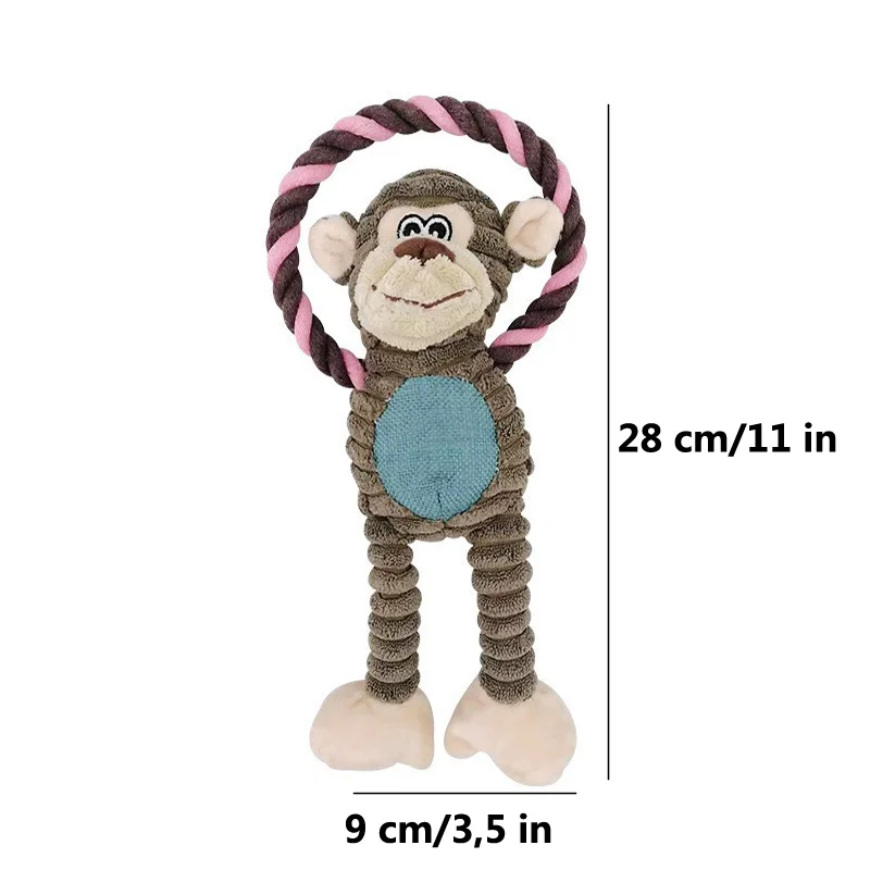 Fun Dog Toy Monkey Shape Corduroy Chew Toy For Dogs Puppy Squeaker Squeaky Plush Dog Toy Pet Training Pet Accessories Elephant