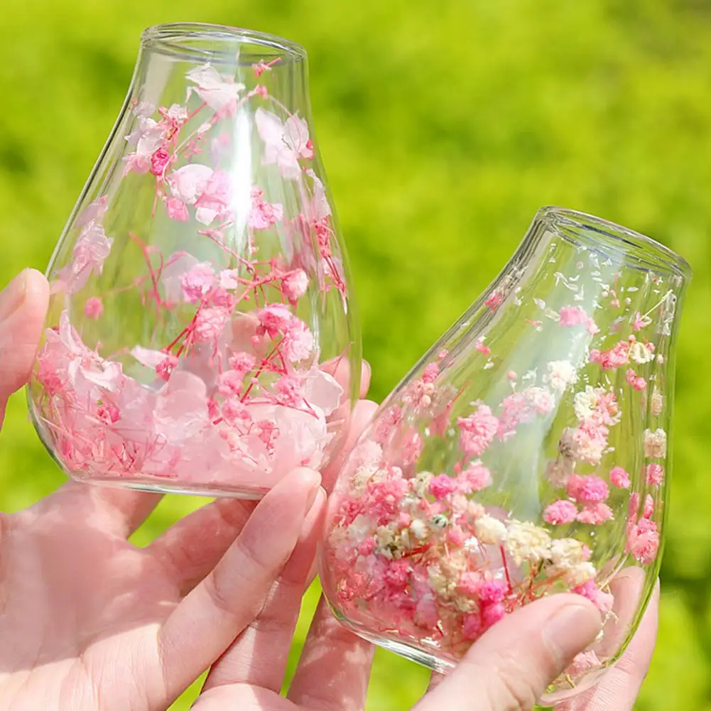 

Dried Flowers Double Wall Glass Vase Mini Glass Flower Bottle Compact Floral Decor Mini Glass Decorative Bottle Hydroponic Decor