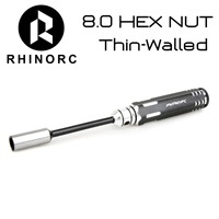 RhinoRC 8.0mm Thin Wall Hex Driver Box for M5 Nut Ultra-Slim 10.73mm OD RC Car Tool Nut Wrench