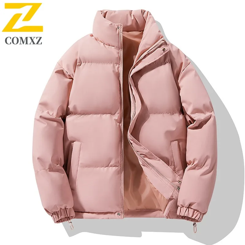 COMXZ 2025 رجل القطن وسادة مبطنة الشتاء سميكة الدافئة الوقوف طوق معطف فضفاض حجم كبير للجنسين ملابس خارجية عبر الحدود رائجة البيع