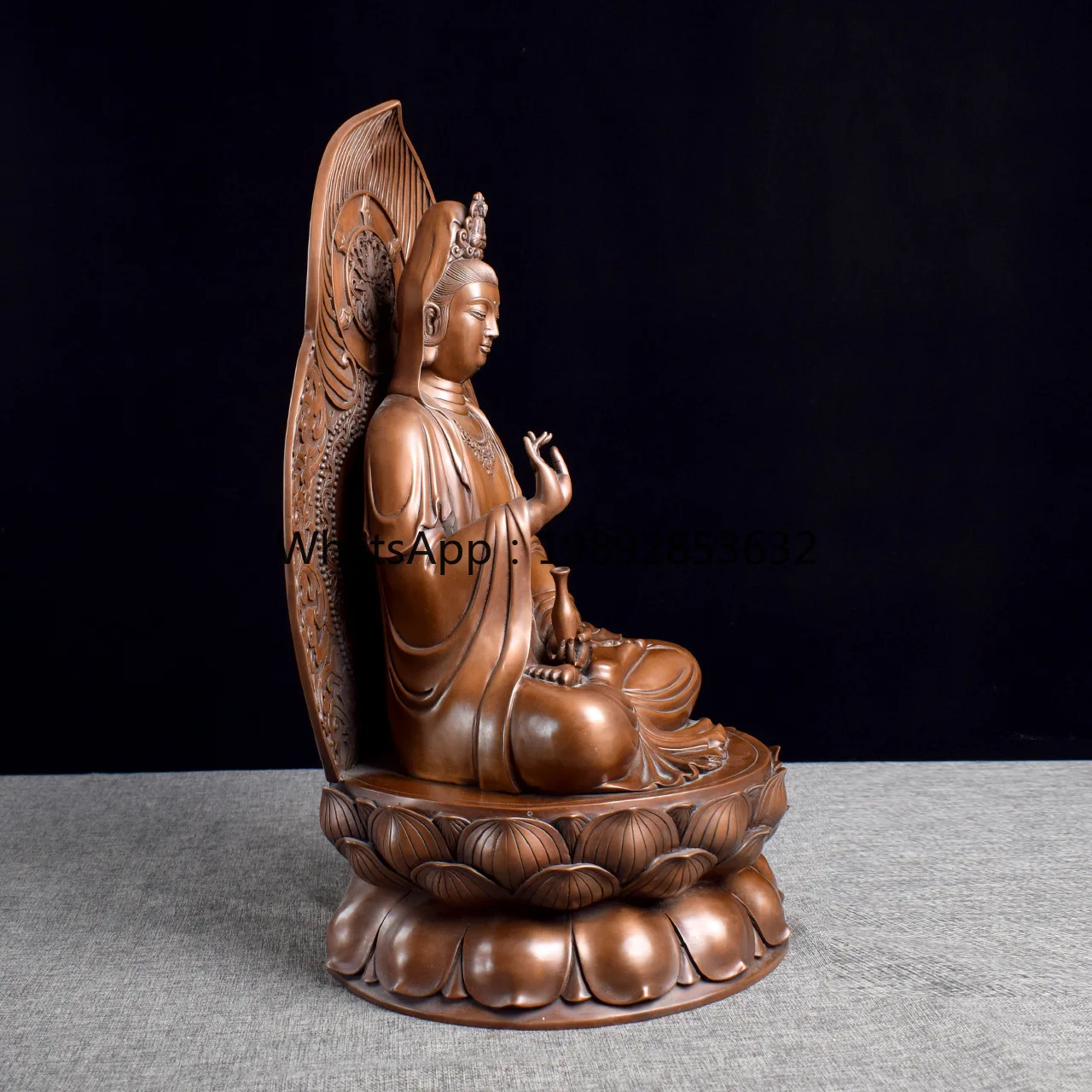 LYY Bronze Sitting Guanyin Bodhisattva Ornament Copper Craft Home Office Decoration Store Opening Gift Display