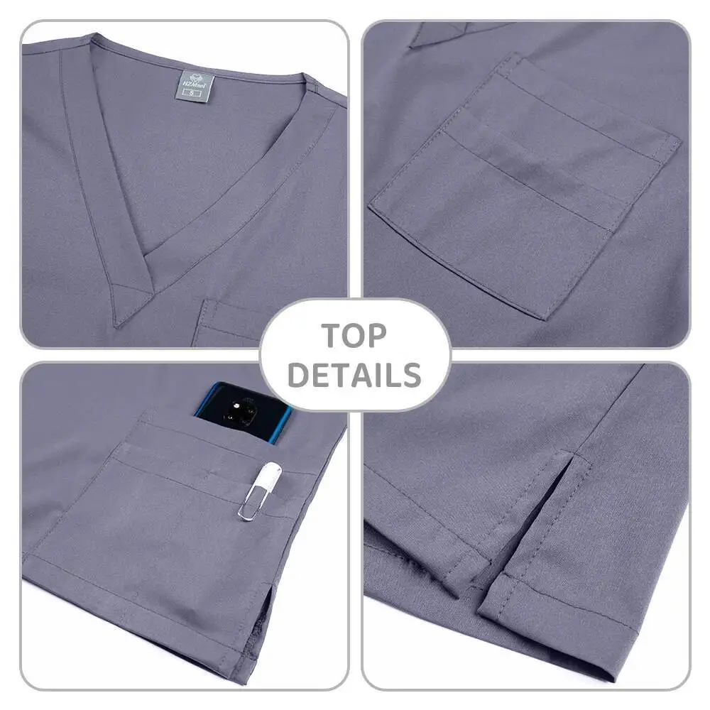 Scrubs Medizinische Uniformen Frau Krankenpflegeartikel Hochwertige Arbeitskleidung Unisex Einfache OP-Uniform Atmungsaktive Scrub-Sets