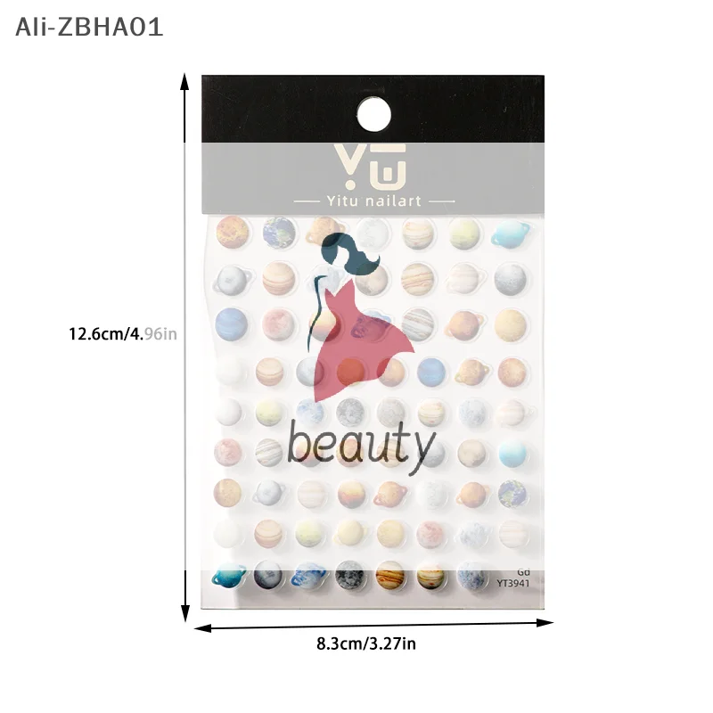 3D ستار الفضاء تصميم المنزلق اضغط على مسمار الشارات مسمار الفن الديكور مانيكير صالون DIY لطيف الكون كوكب ملصقات الأظافر