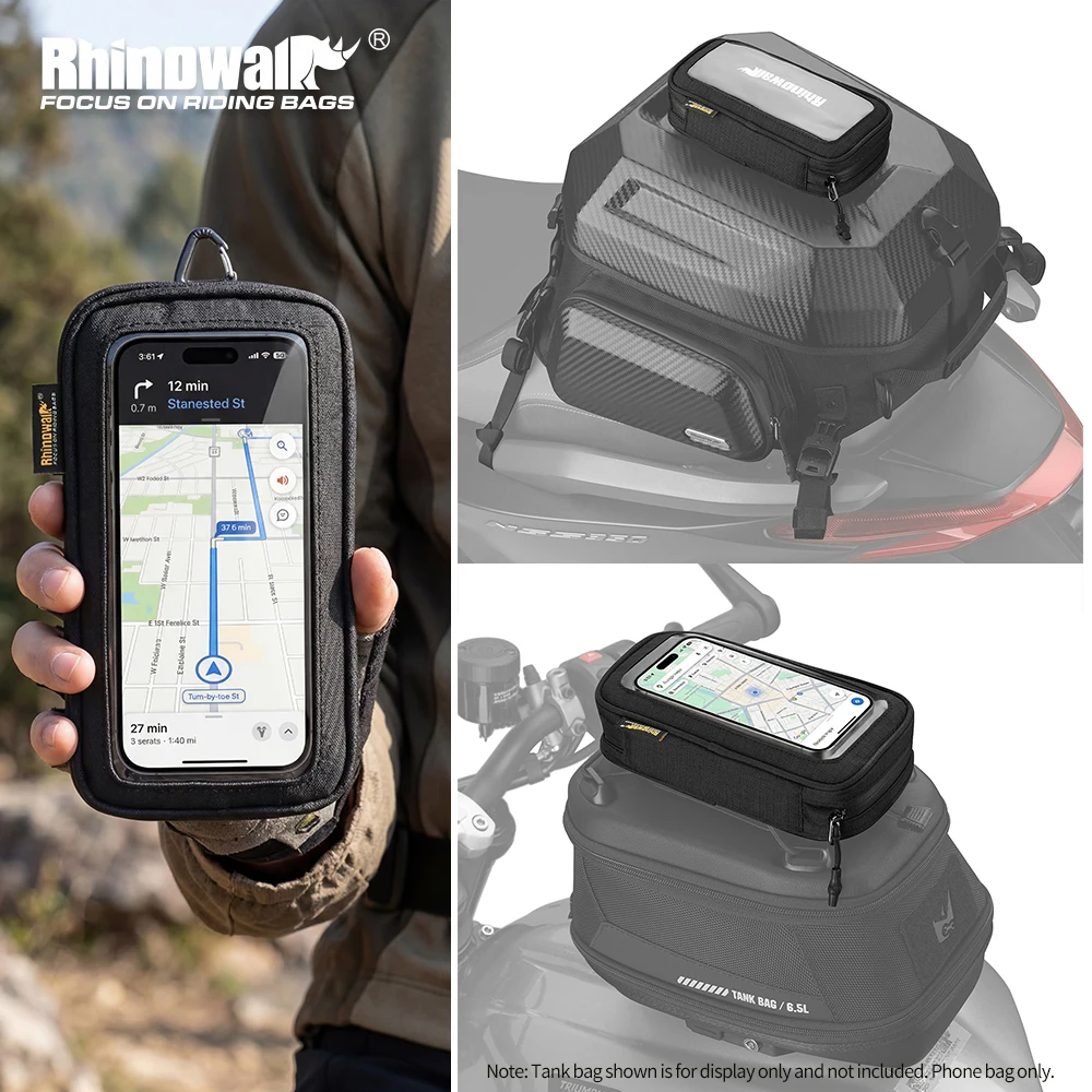 Rhinowalk Motorcycle Multi-Functional Expandable Phone Bag 1L Supports 7 Inch Phone Easy Navigation Molle Model Tool Bag