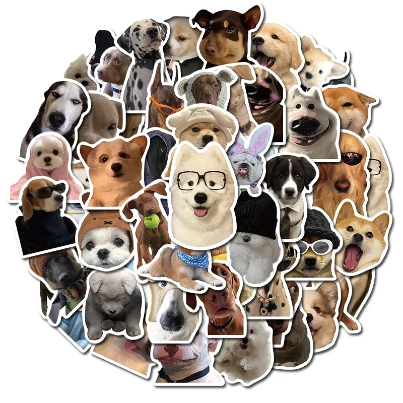 50PCS MEME Dog Puppy Funny Cute Stickers Vintage For DIY Kids Notebook Luggage Motorcycle Laptop Refrigerator Decal Toy Decor