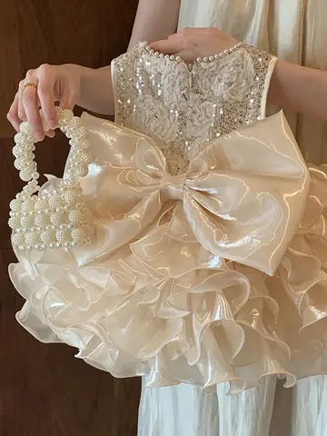 Baby Girls Dress Newborn Clothes Princess Dress Big Bow For Toddler 1st Year Birthday Wedding Christening Infant Party tutu Gown