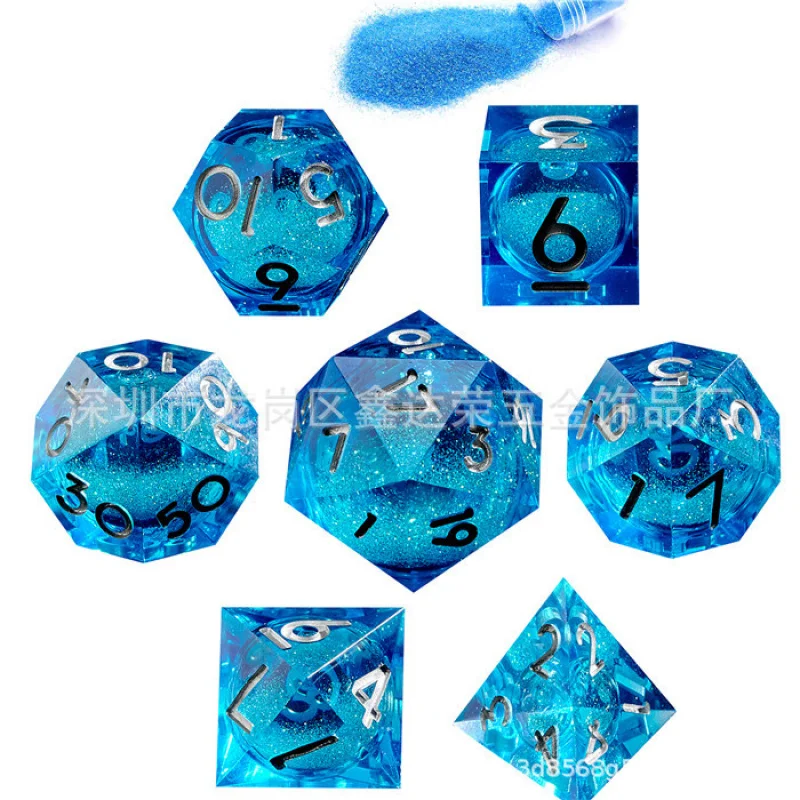 SOURCE Manufacturer Sharp Angle Liquid Quicksand Resin Dice Suit Sharp Dice Multi-Sided DiceDNDRunning Sieve