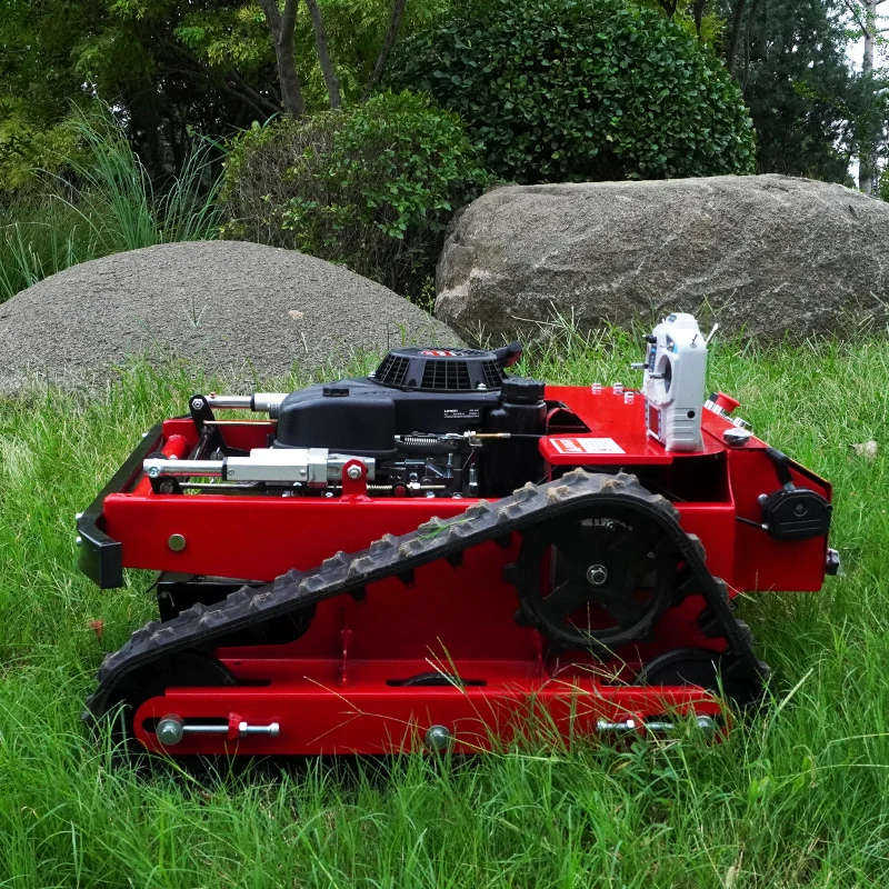 ที่กําหนดเองขายร้อน Crawler หุ่นยนต์เครื่องตัดหญ้าเบนซิน Self Propelled Garden Zero Turn รีโมทคอนโทรลเครื่องตัดหญ้ายาง Trac
