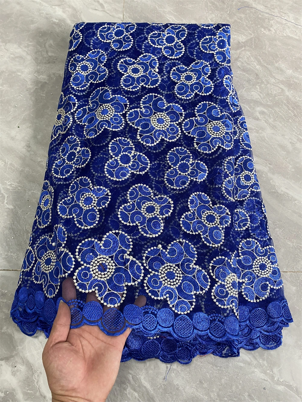 Blue Lace High Quality French Lace Fabric With Stones African Lace Tulle Fabrics For Women Dress