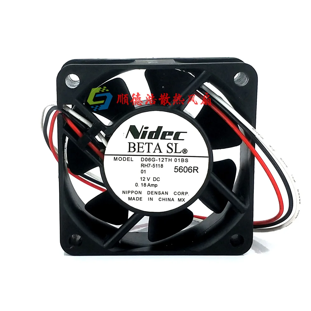 Nidec D06G-12TH DC 12V 0.18A 60x60x20mm 3-Wire Server Cooling Fan