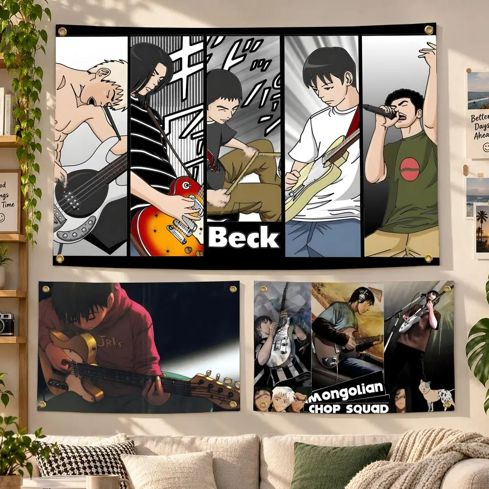 Anime BECK Mongolian Chop Squad Music Flags Personalized Banner Flag Room Dorm Camping Picnic Garage Bar Outdoor Wall Decor