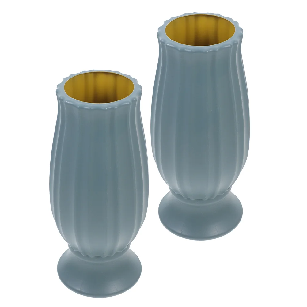 

2pcs Cemetery Flower Vase Plastic Grave Vase For Outdoor Memorial Gravesite Tombstone Floral Holder Decor