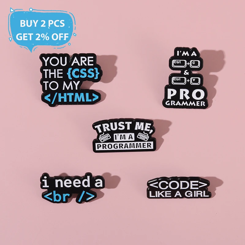 Trust Me Enamel Pins Computer Program Code Slogan Creative Brooches On Backpack Lapel Pin Gift For Girl Programmer Jewelry