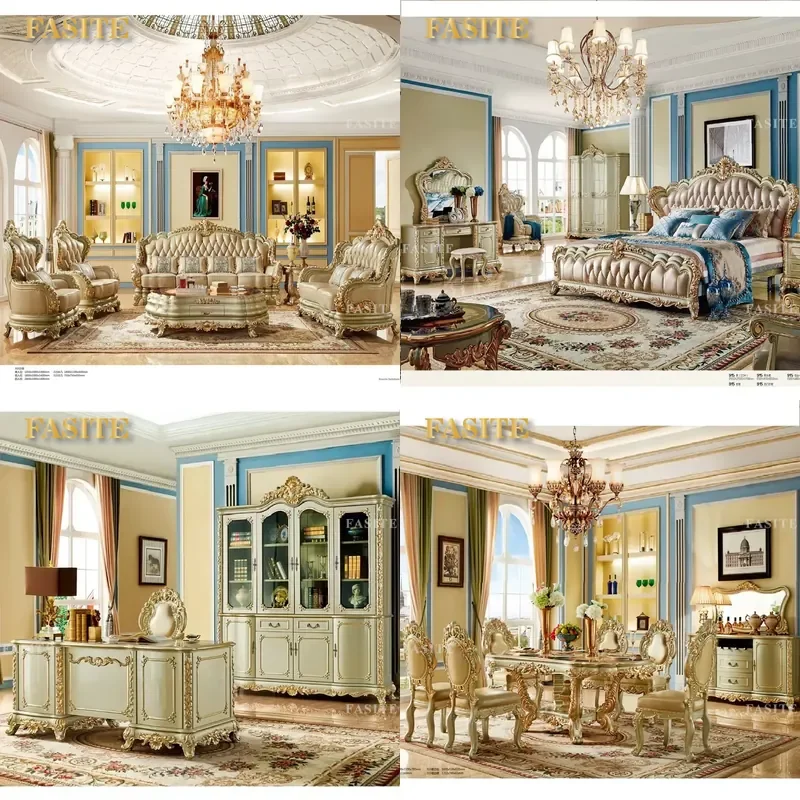 For Living Room Classical Leather Sofa Lounge Suite Furniture Set Whole House Hot Selling Comfortable Durable Home Decor