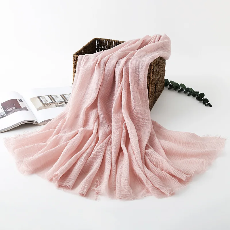 Women Cotton Linen Scarf Autumn Lady Solid Color Long Scarves Soft Thin Plain Shawl Foulard Viscose Wrap Shawls New Summer