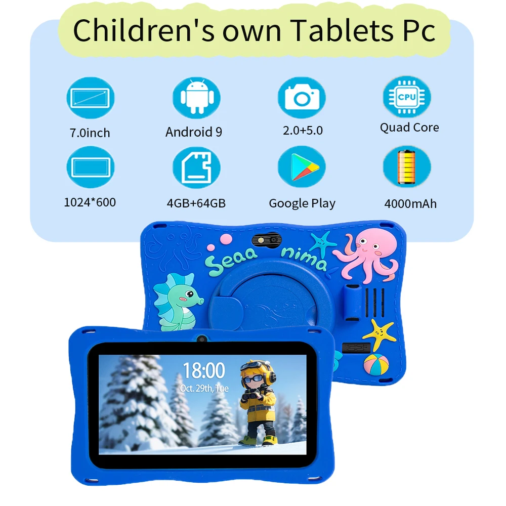 2025 versão global 7.0 polegadas criança tablet 4gb + 64gb 5gwifi bluetooth presente infantil software infantil