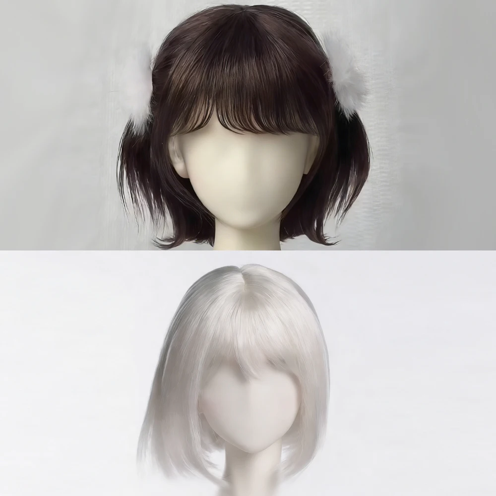 1/4 1/6BJD mohair wig Soft High-layered long hair Air bangs cute short straight hair for30-40cm SD DD Doll Wig Accessories 6-8in