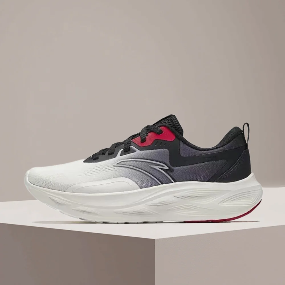 

Anta Yichen Men's Lightweight, Comfortable, Cushioned, Non-Slip Low-Top Running Shoes, White, Black, and Red, 912515513-1