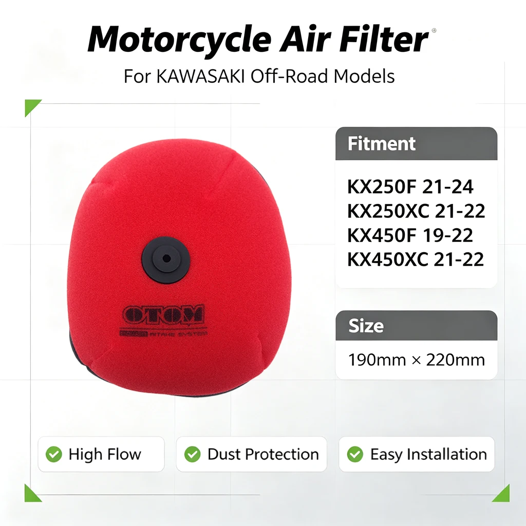 For KAWASAKI KX250F 21-24 KX450F 19-22 KX250XC KX450XC 21-22 Foam Sponge Engine Filtration Cleaner Motorcycle Air Filter parts