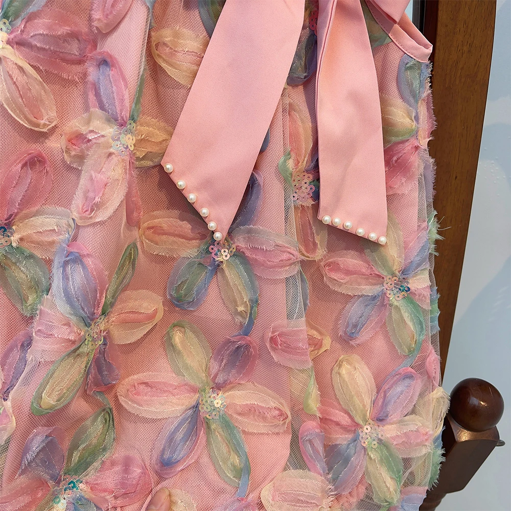 Bär Führer Mädchen Kleid 2025, Sommer Neue Mädchen Kleid Prinzessin Kleid Kleines Mädchen Mode Bunte Blume Garn Kleider Kind Kleidung – Detail 10