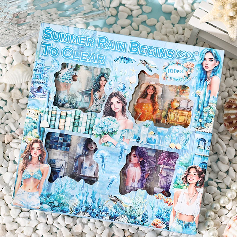 Mr Paper 100Pcs/box Flowering Seasons Series Boxed Stickers Peoples' Handbook Stickers Cute Style DIY Scrapbook Picture Book image 2