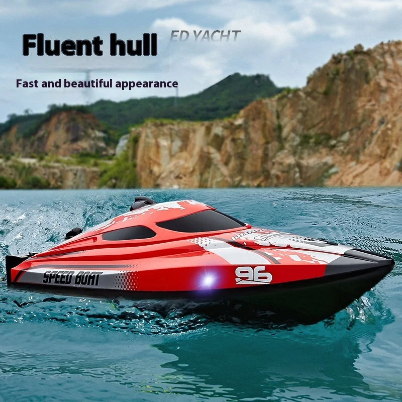 Rc Boat Hj820 High-Speed Remote-Controlled Speedboat With Lights Capsizing Reset Remote-Controlled Boat Children'S Toy Gift