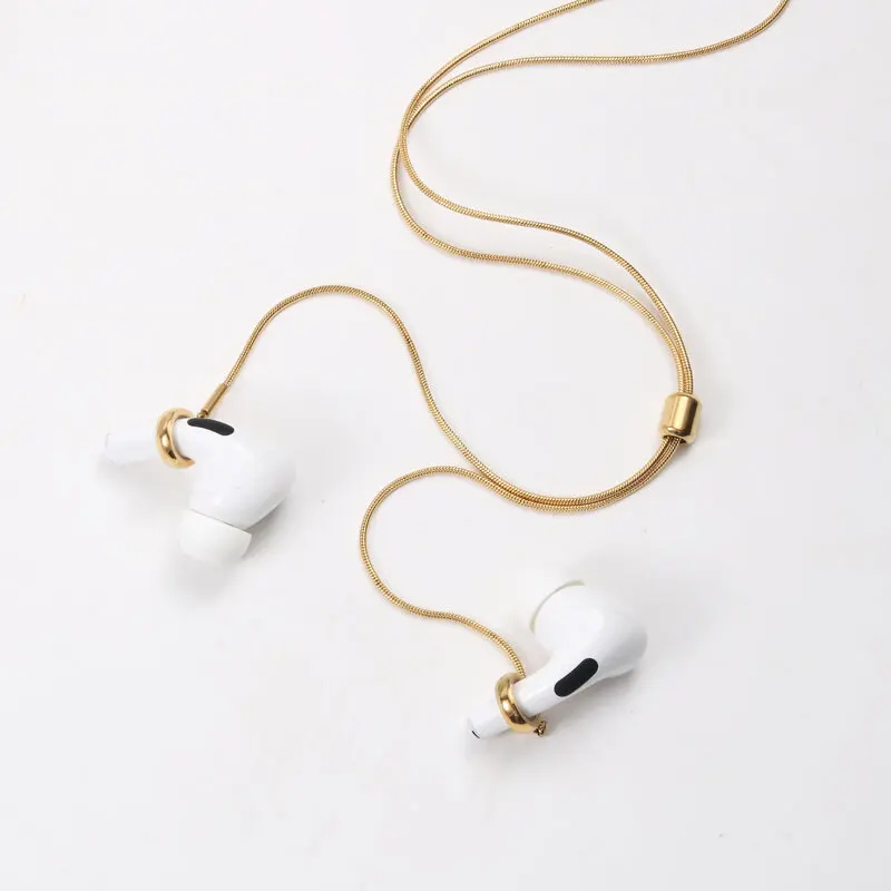 Anti-Lost Chains For AirPods Snake Chain Creative Gold Color Metal Stainless Steel Necklace Sweater Earphone Accessories