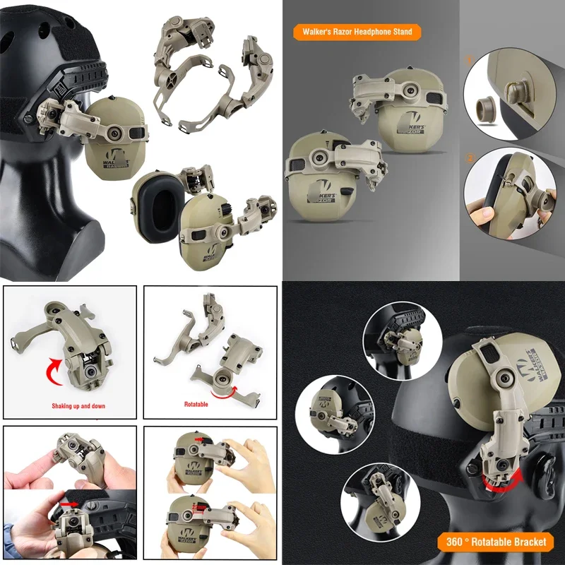 Tactical Nylon 360 Degree Fast Mount Helmet Wendy Adapter For Headphones Communication Headset For Outdoor Activities