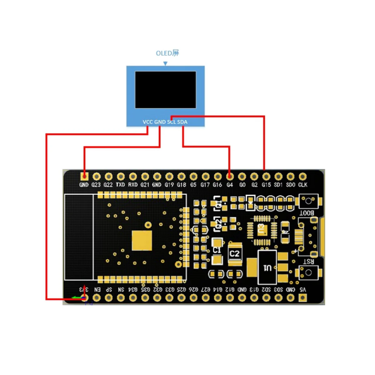 Макетная плата ESP32F, плата для разработки модуля CH340, с беспроводным драйвером, Wi-Fi, Bluetooth, с OLED ЖК-экраном 0,96 дюйма