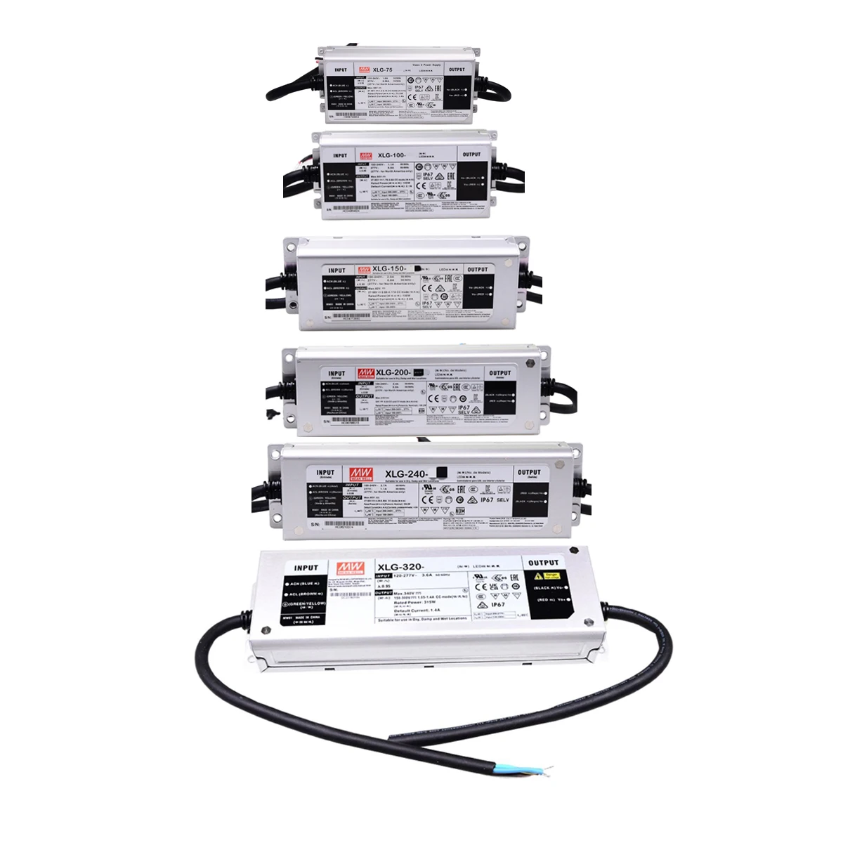

MEAN WELL XLG Series LED Driver 12V 24V AC-DC 75/100/150/200/240/300W Dimmable 12V 24V LED Switching Power Supply