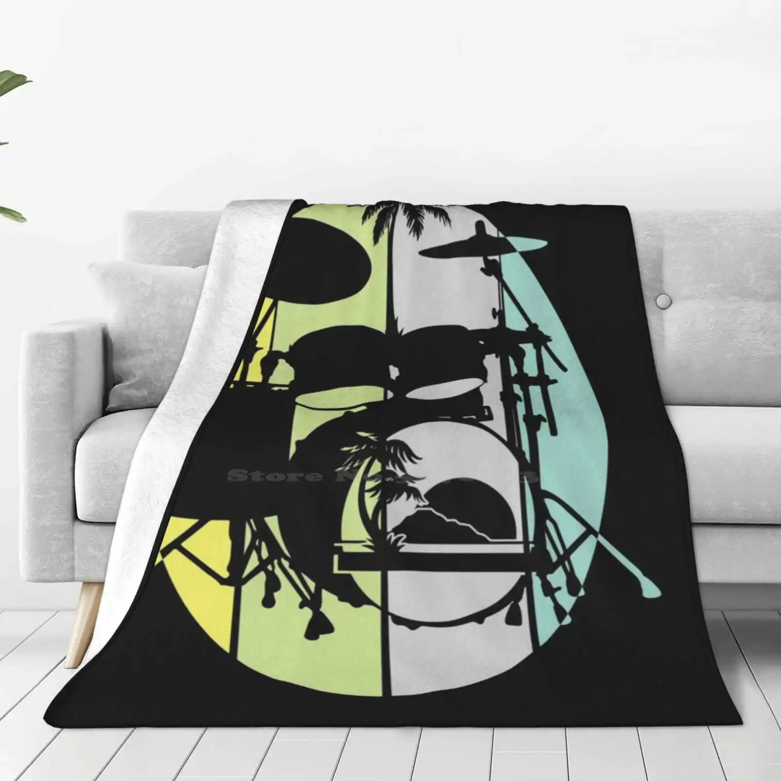 Drums Baltic Sea Beach Hot Sale Printing High Qiality Warm Flannel Blanket Percussion Teacher Drummer Music Teacher Acoustic