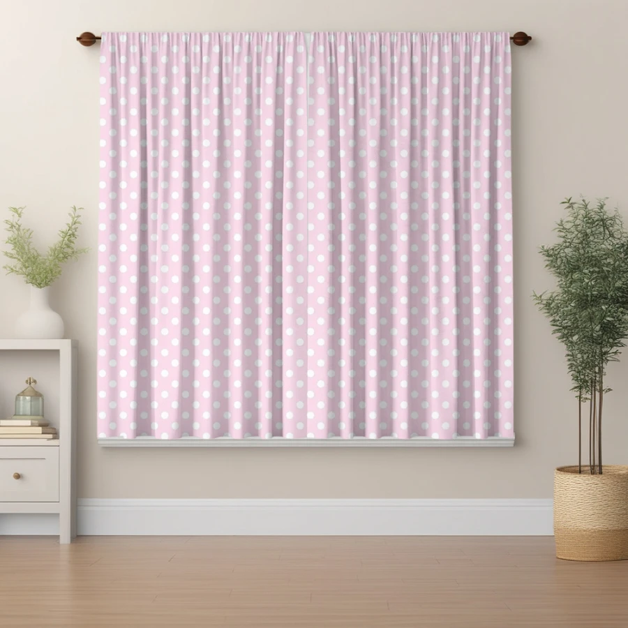 2 Stück Digital Bedruckte Vorhänge mit Rosa Polka-Dot-Muster, Stilvolle Fenstervorhänge für Wohnzimmer, Schlafzimmer und Heimdekoration – Detail 6