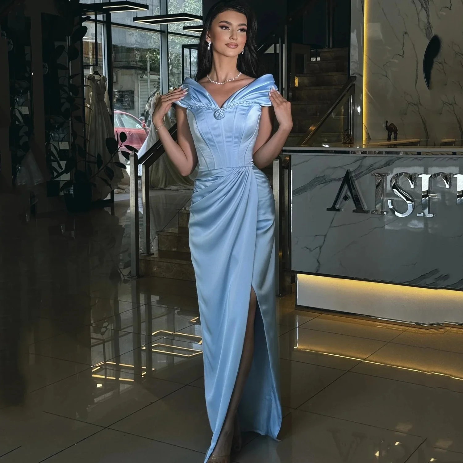 

Формальное длинное платье с разрезом на заказ Вечерние платья Pastrol Унисекс Джерси Ретро Дубай Саудовская Аравия Израиль Пром по индивидуальному заказу