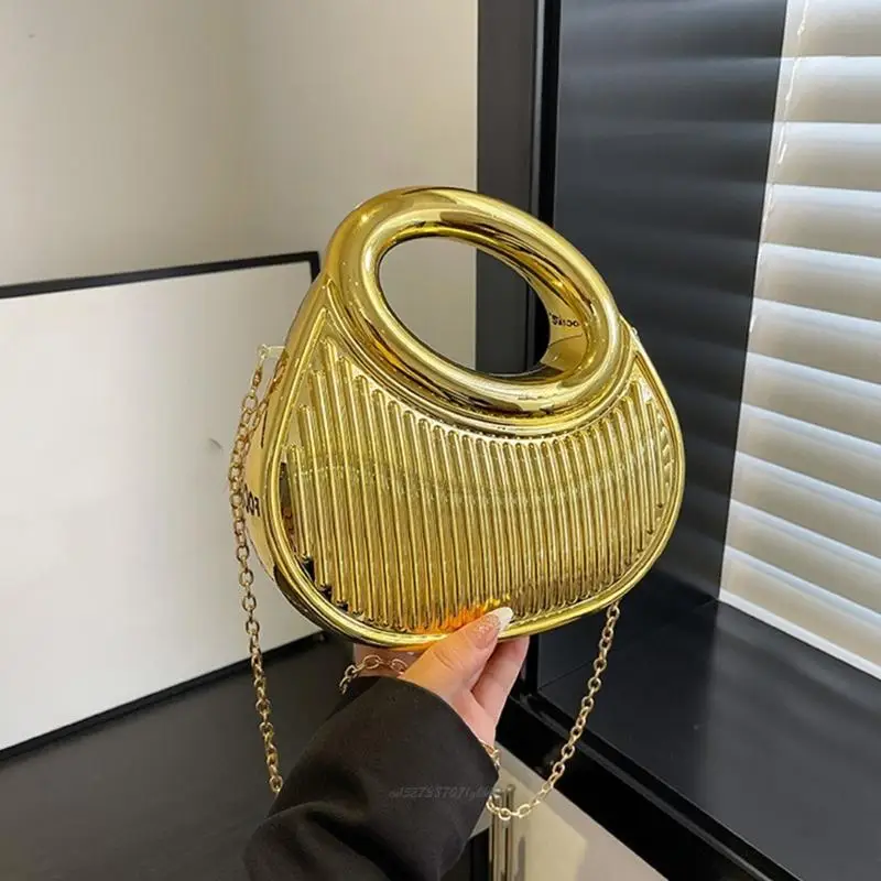 

X5XA Acrylic Evening Clutches Purse Evening Handbags Pleated Shoulder Bag Trendy Crossbody Bag for Womens Girls