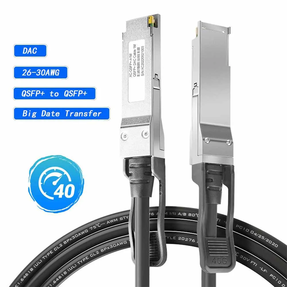 

40G QSFP+ Stacking Cable Direct Attach Copper DAC Passive Cable 1-5M Switch Data Cable for Cisco Huawei HP Intel