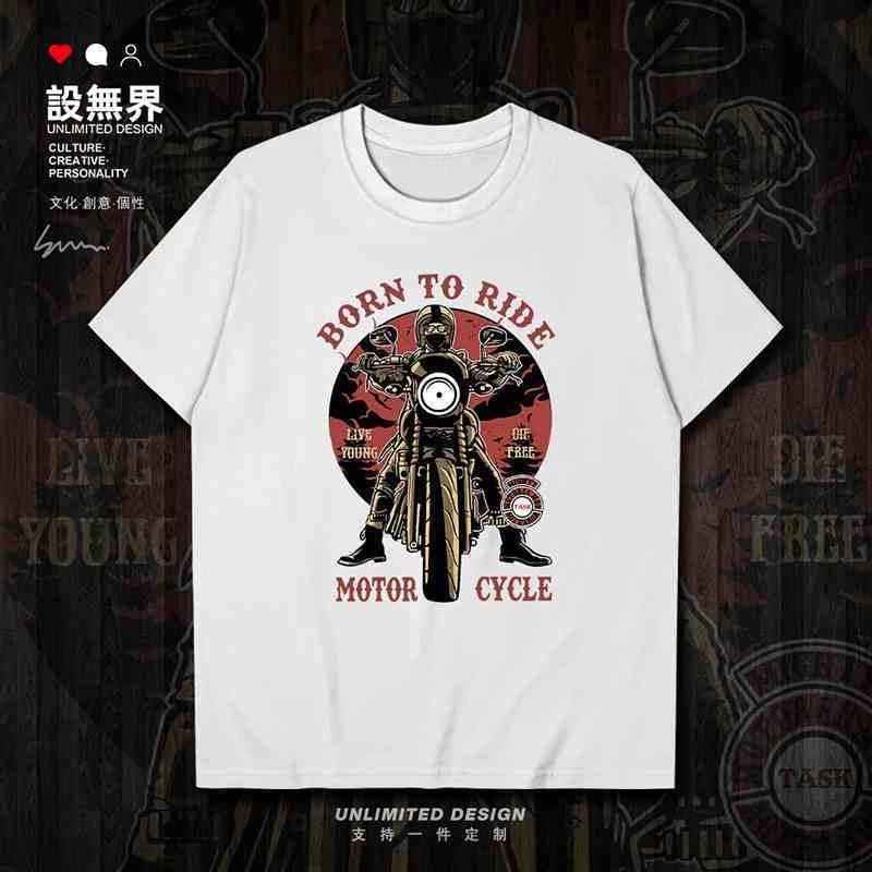 

Motorcycle Racing Natural Locomotive Driver T-shirt Men's and Women's Locomotive Pattern Summer Pure Cotton