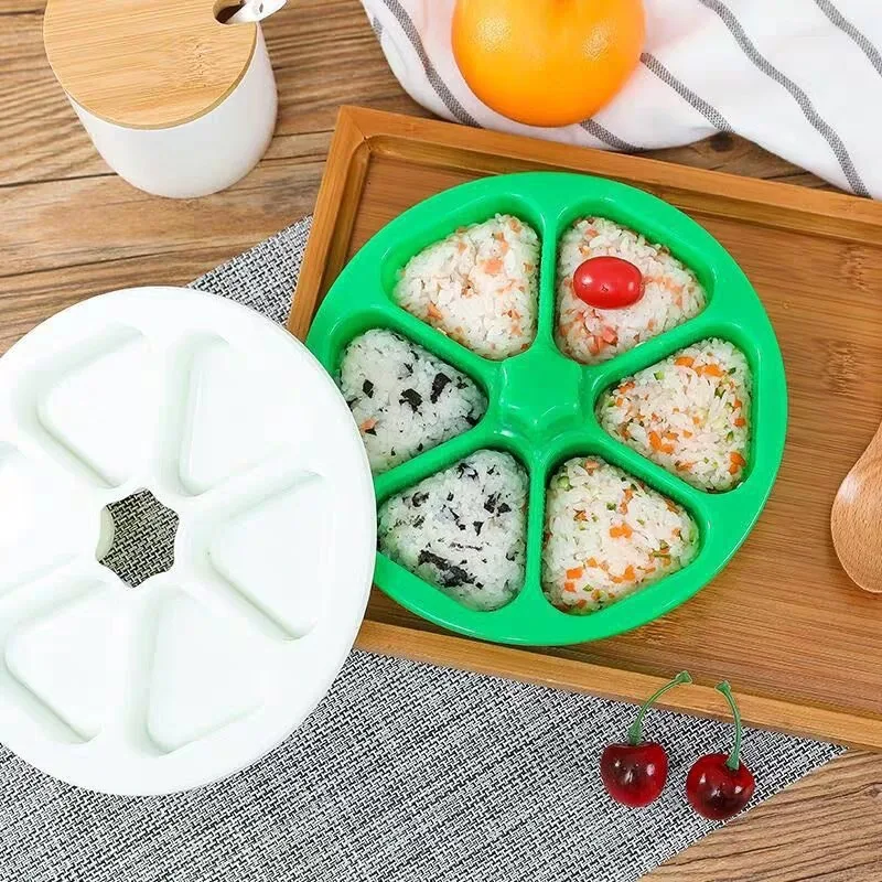 Molde para Onigiri Triangular 6 en 1, Caja Bento, Molde Japonés para Sushi, Herramienta Multifuncional para Hacer Rollos de Algas, Molde Portátil para Bolas de Arroz