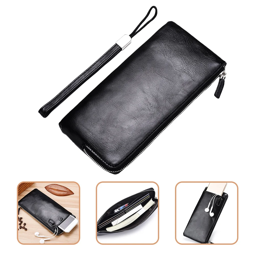 

Long Wallet for Men Premium PU Zipper Closure Large Capacity Multi-Function Portable Fashion Wallet Credit Cards Holder