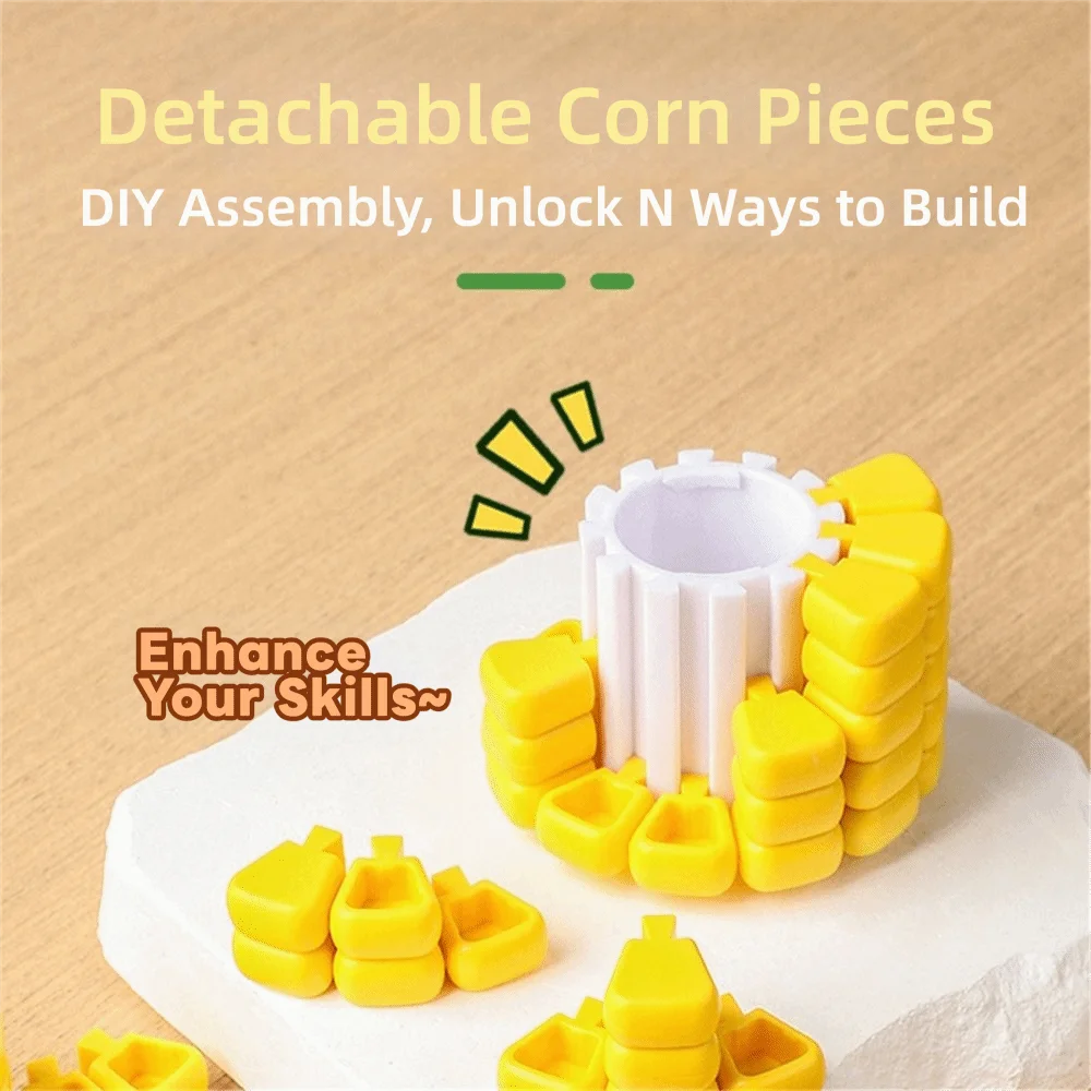 Schlüsselanhänger Mais-Puzzle DIY Kreatives Mais-Block-Handspielzeug Mini Entspannungs-Gehirntrainer Vielseitiges Intellektuelles Bausteinspielzeug – Detail 5