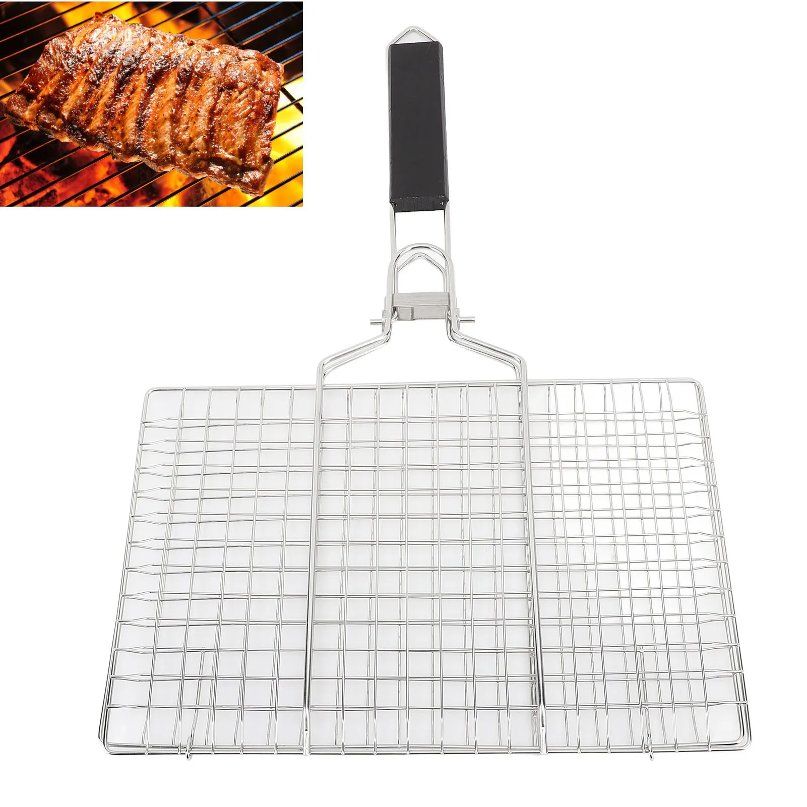 

Fish Grilling Rack Foldable Removable 304 Stainless Steel Vegetable Grilling Basket Portable Grilling Rack BBQ Griller