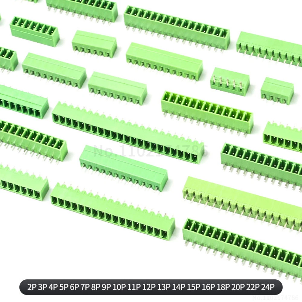(10 pcs) KF 2EDGVC 2EDGRC - 3.5mm solder-type PCB terminal blocks straight/angled pin 2~24P board-mounted sockets 15EDGVC/RC 3.5