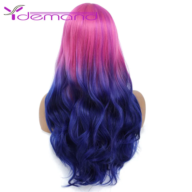 Y Demand Ombre Women Wavy Wig Synthetic Heat Resistant PINK Wigs For Woman Cosplay Daily Party Long Straight Wigs