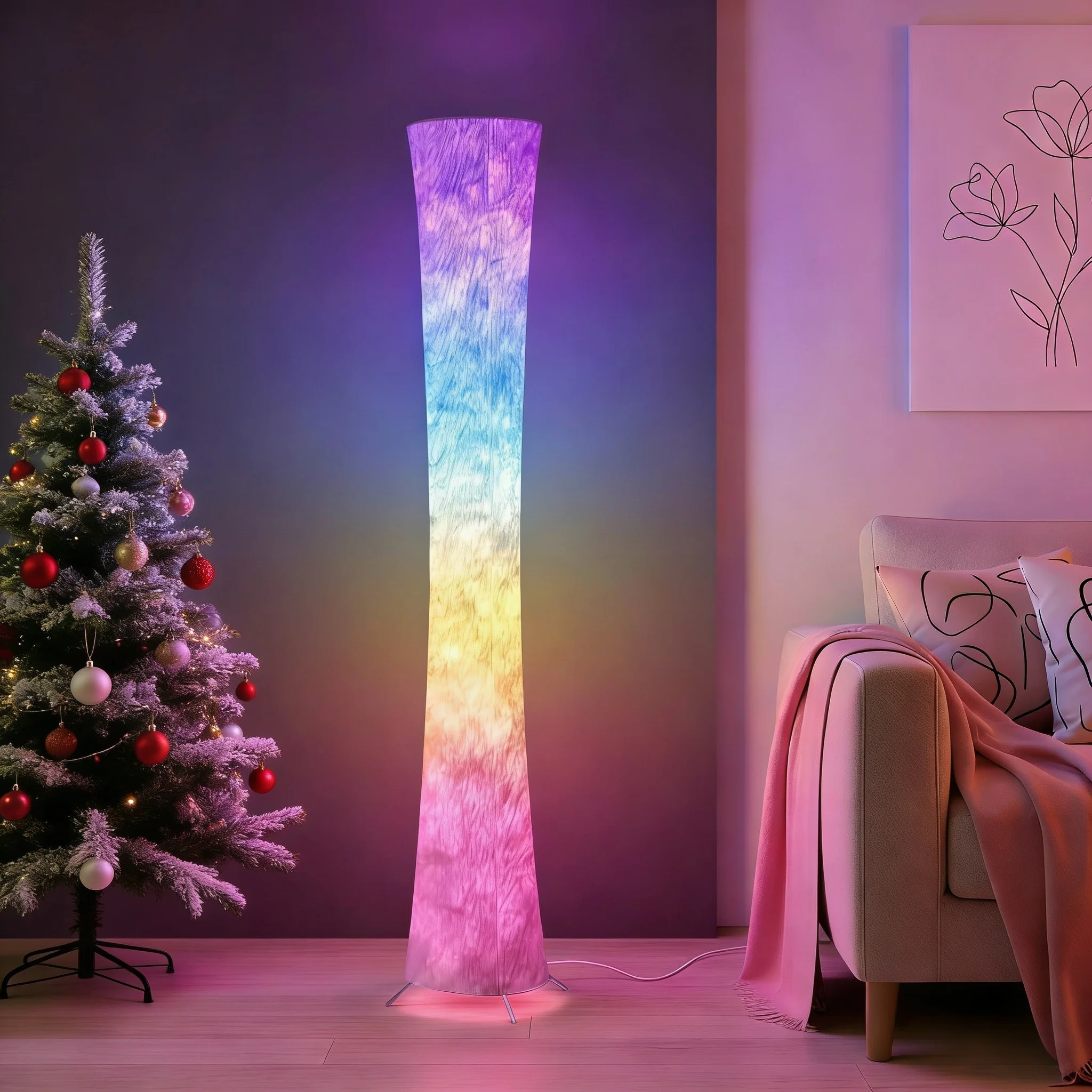 1PC Smart RGB Floor Lamp | Round LED Floor Lamp with Music Sync and Dimmable 16M Colors, App & Remote Control | Perfect Color-Changing Lamp for Living Room, Bedroom & Gaming Room Decor | Gift for Valentine's Day, Birthday, and Christmas