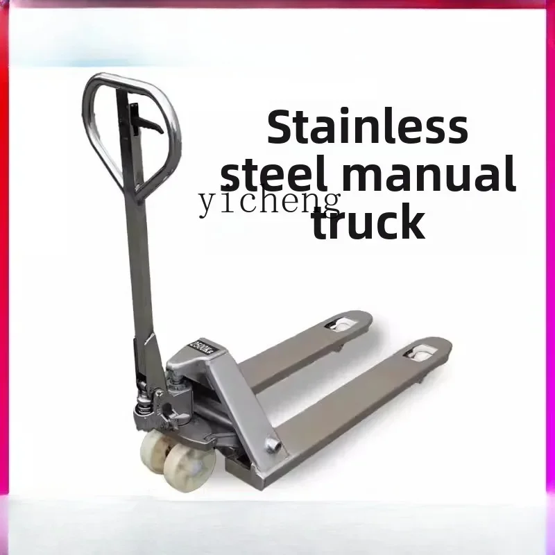 TQH304 stainless steel manual forklift hydraulic lift loading and unloading handling rider mopping cattle electronic forklift